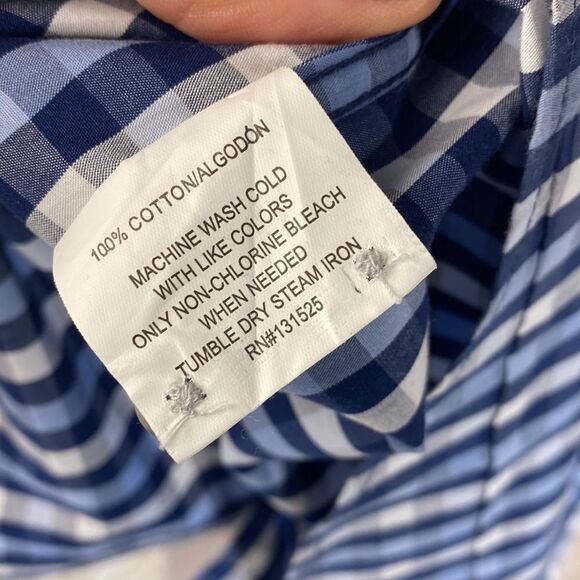 Nat Nast Luxury Long Sleeve Button Down Shirt Blue White Plaid Size M - Picture 9 of 11